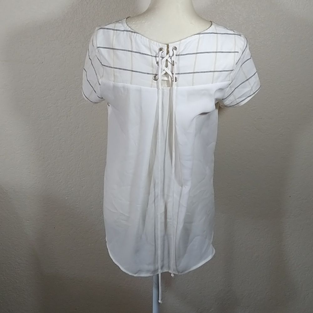 Mod Ref Tie up burn sheer back Blouse